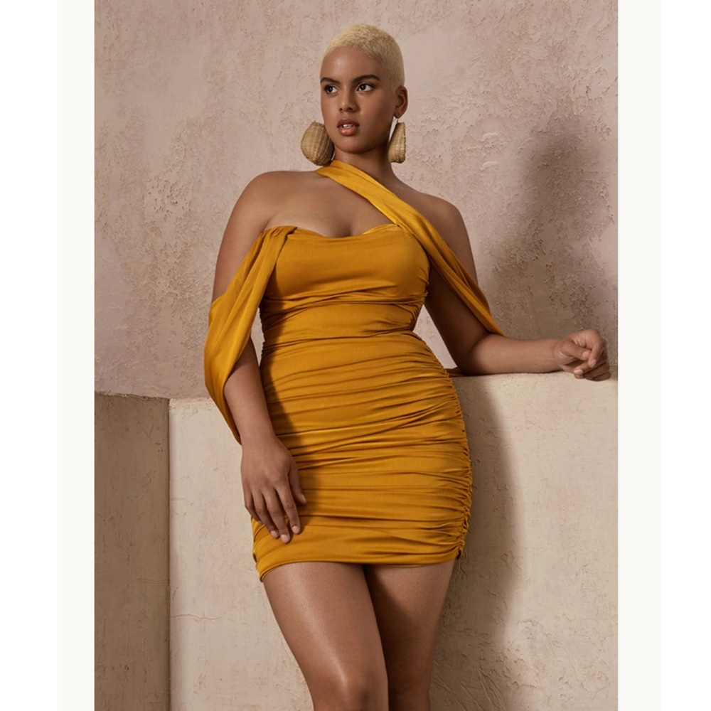 ✨ Andrea Iyamah Sol Mini Dress in Mustard Yellow ✨